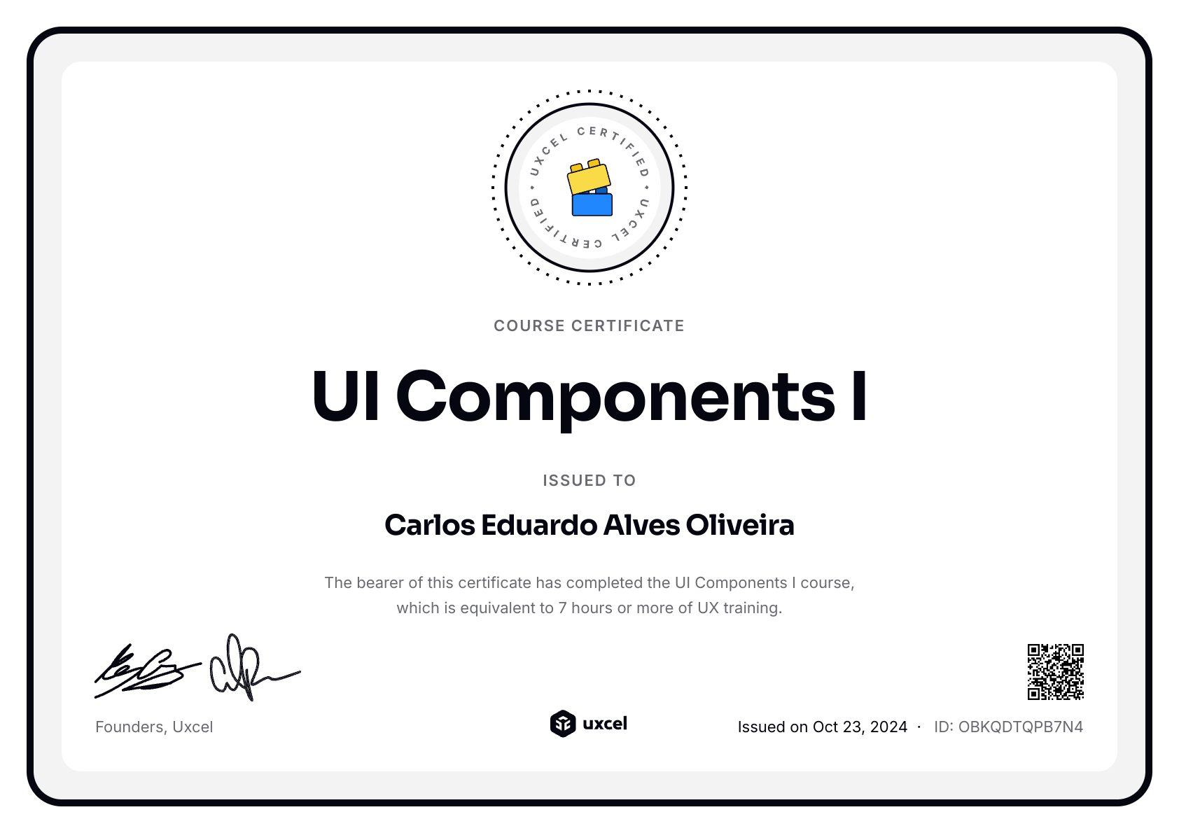 Carlos Eduardo Alves Oliveira's certificate